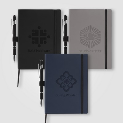 Hemingway Recycled Soft Cover Journal & Pen Set - A5 5.5" x 8.3" - Deboss